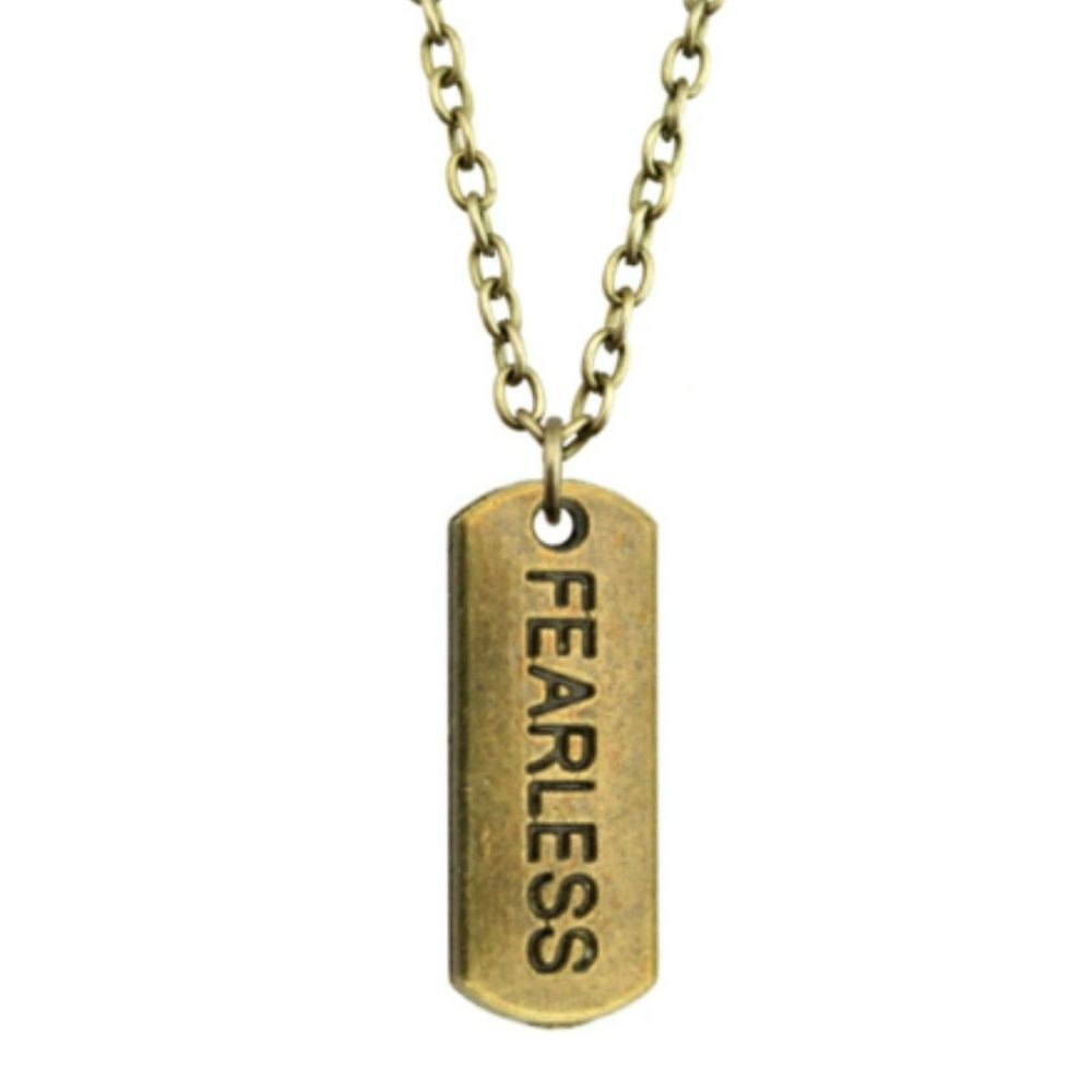 Dark Brass Fearless 17.5 inch chain Necklace